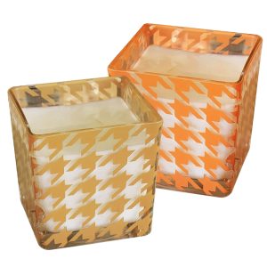 Kazayağı Desenli Mumluk – Gold & Turuncu