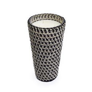 Tığ Detaylı Mumluk – Siyah / Beyaz / Gold