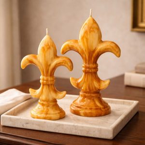 Alternative view of Fleur De Lis Şamdan Mum – Amber Beyaz